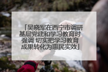 吴晓军在西宁市调研基层党建和学习教育时强调 切实把学习教育成果转化为惠民实效